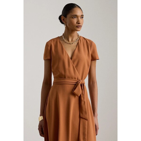 Lauren Ralph Lauren sukienka kopertowa  pomarańczowa gładka 200P13812