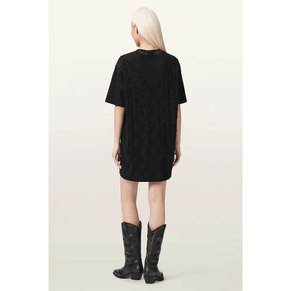 AllSaints sukienka oversize bawełniana DARCY  czarna gładka W038DF