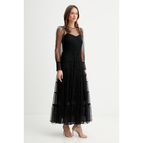 Twinset sukienka  kolor czarny maxi rozkloszowana 261TP2770