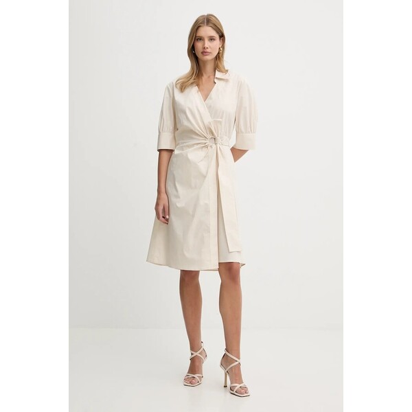 Pinko sukienka  kolor beżowy midi rozkloszowana 106602 A35Q 106602.A35Q