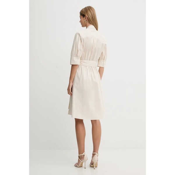 Pinko sukienka  kolor beżowy midi rozkloszowana 106602 A35Q 106602.A35Q