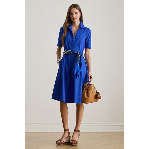 Lauren Ralph Lauren sukienka  kolor niebieski mini rozkloszowana 200748950