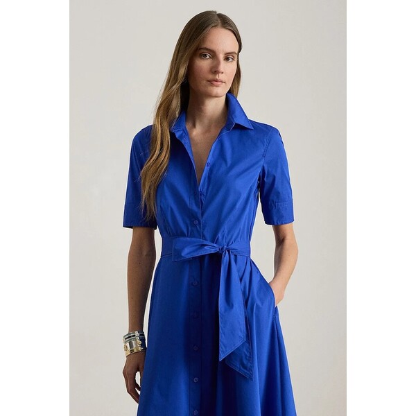 Lauren Ralph Lauren sukienka  kolor niebieski mini rozkloszowana 200748950