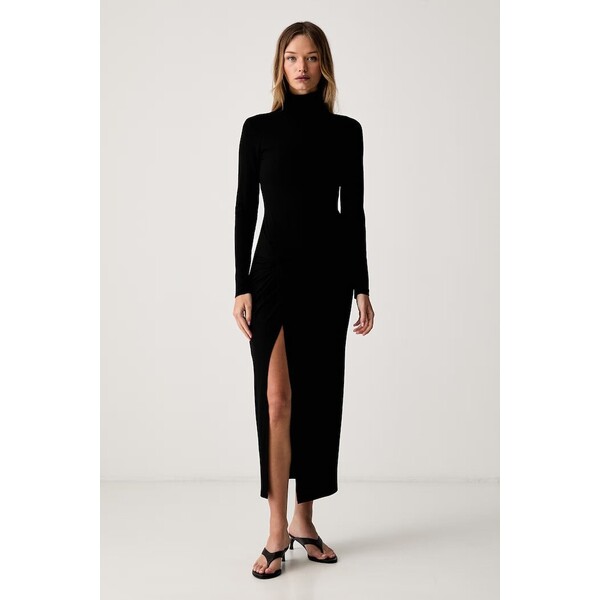 Le Privé sukienka bodycon z wiskozą SAPHIRA NOIR  czarna gładka LP00669