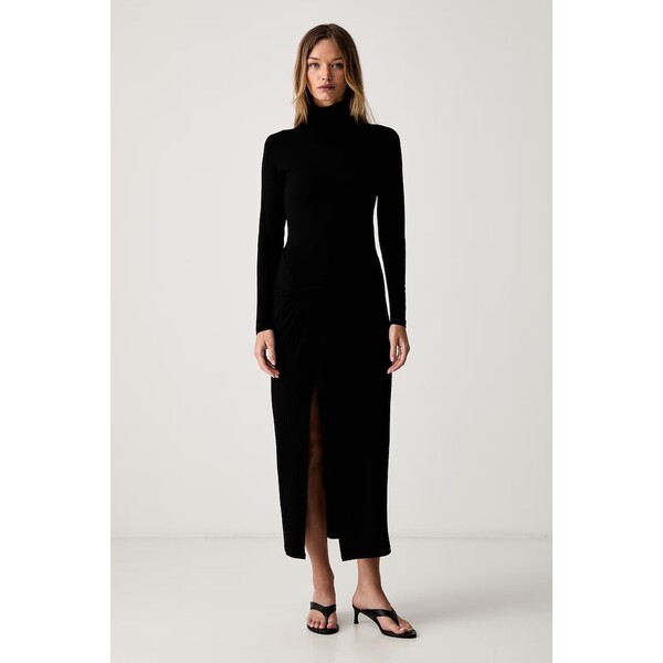 Le Privé sukienka bodycon z wiskozą SAPHIRA NOIR  czarna gładka LP00669