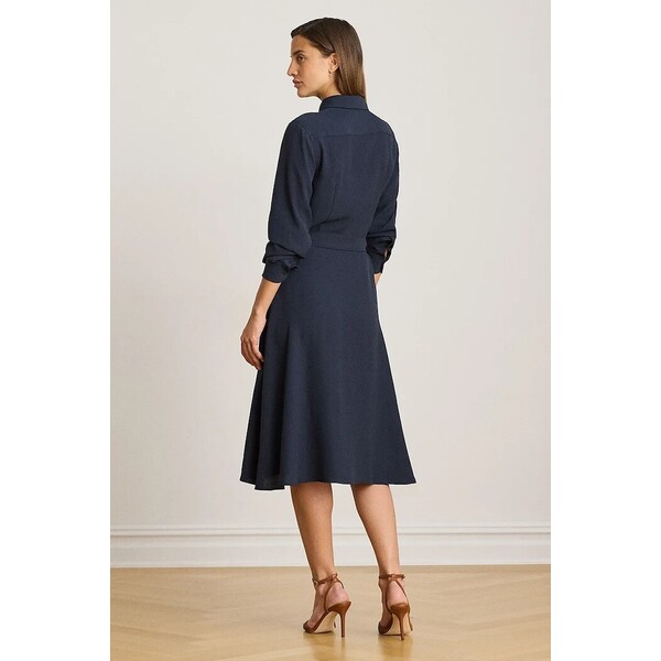 Lauren Ralph Lauren sukienka rozkloszowana  granatowa gładka 200P14803