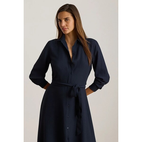 Lauren Ralph Lauren sukienka rozkloszowana  granatowa gładka 200P14803