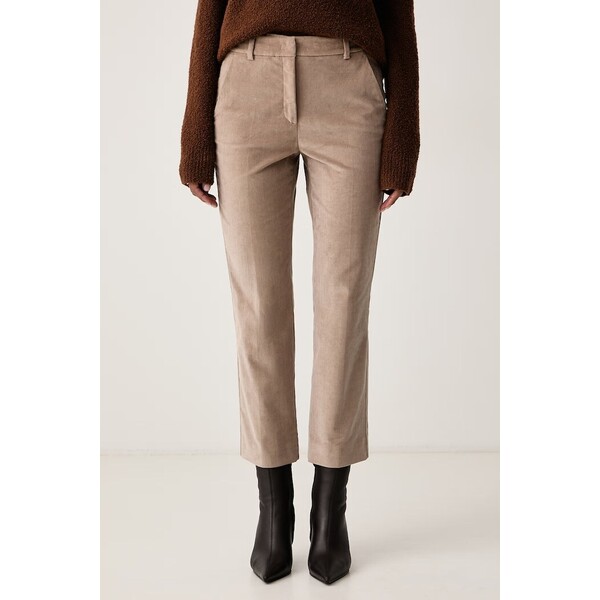 Weekend Max Mara spodnie damskie sztruksowe WKDMARRUCA  brązowe high waist 2625136022600