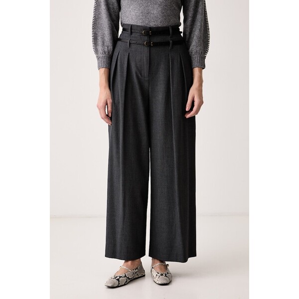 Liu Jo spodnie damskie z wiskozą  szare high waist WF6309 T743A WF6309.T743A