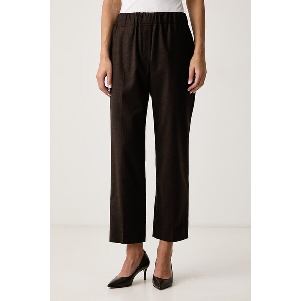 Weekend Max Mara spodnie damskie wełniane WKDHATELEY  brązowe high waist 2625136042600
