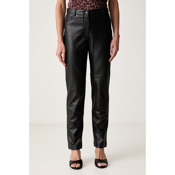 Bardot spodnie damskie z imitacji skóry NIA  czarne high waist 60591PB