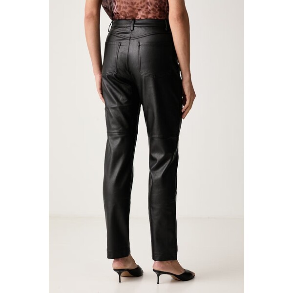 Bardot spodnie damskie z imitacji skóry NIA  czarne high waist 60591PB