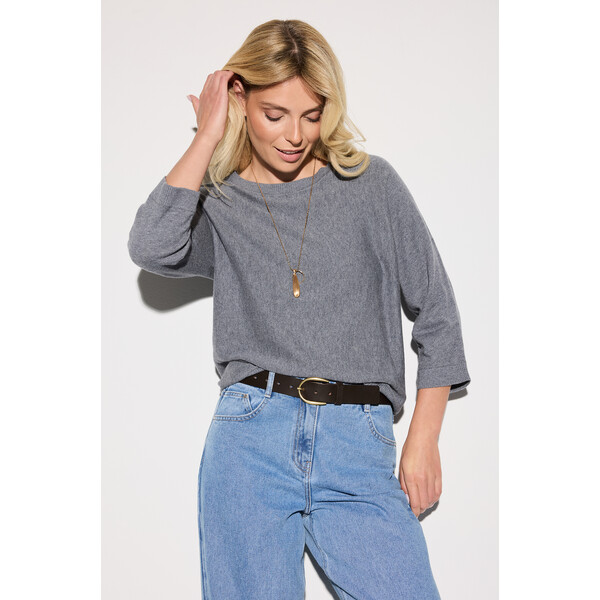 Solar Bluzka z wełną merino w stylu kimono ZA040929
