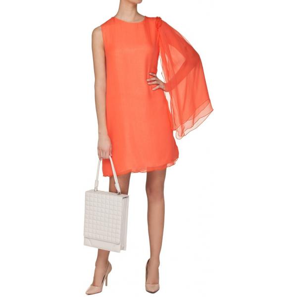 Plich Sukienka z jednym rękawem koralowy pomarańcz