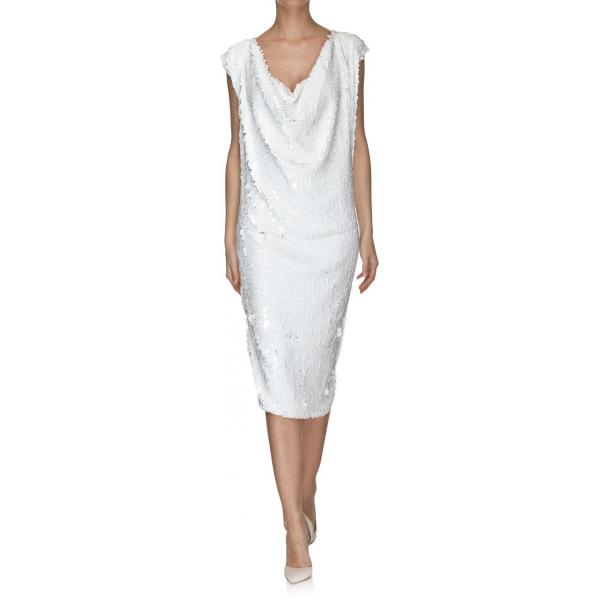 Joanna Hawrot Cekinowa sukienka biała