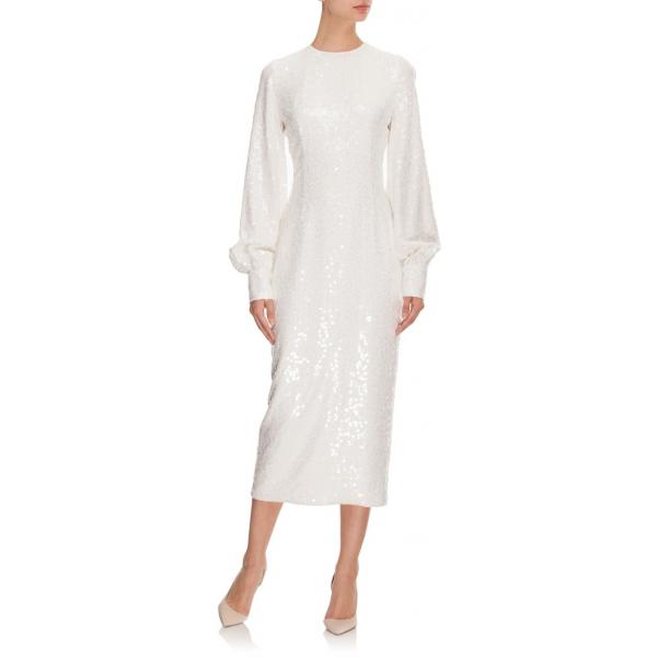 TOMAOTOMO by Tomasz Olejniczak Sukienka midi z długim rękawem DESIRE biała