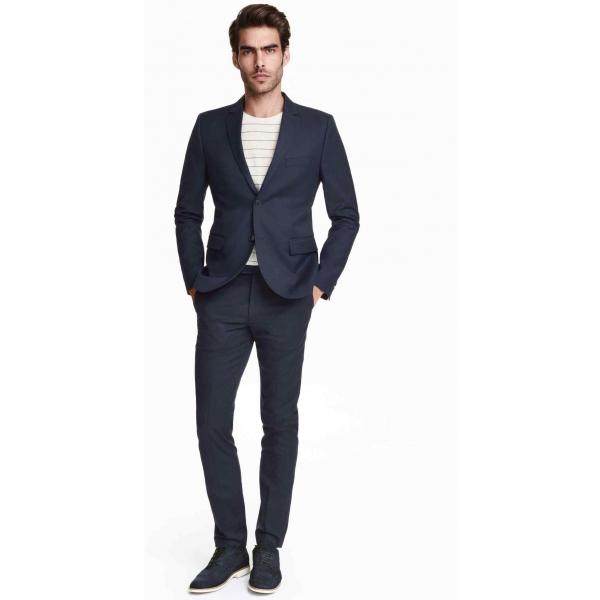 H&M Spodnie garniturowe Slim fit 0241637006 Ciemnoniebieski