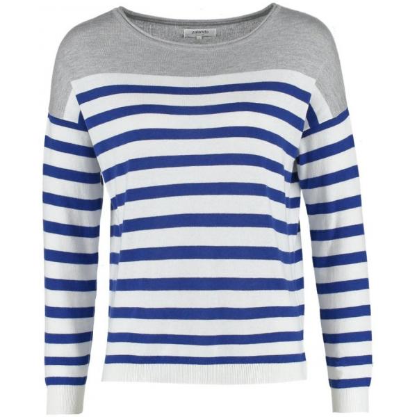 Zalando Essentials Sweter grey/creme/blue royal stripes ZA821I012-C13