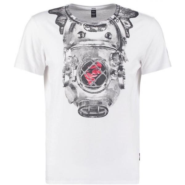 Replay T-shirt z nadrukiem optical white RE322O020-A11
