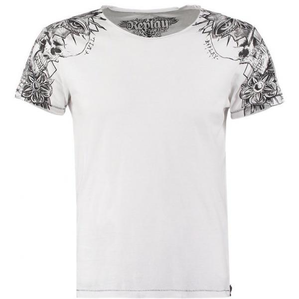Replay T-shirt z nadrukiem white RE322O01Y-A11