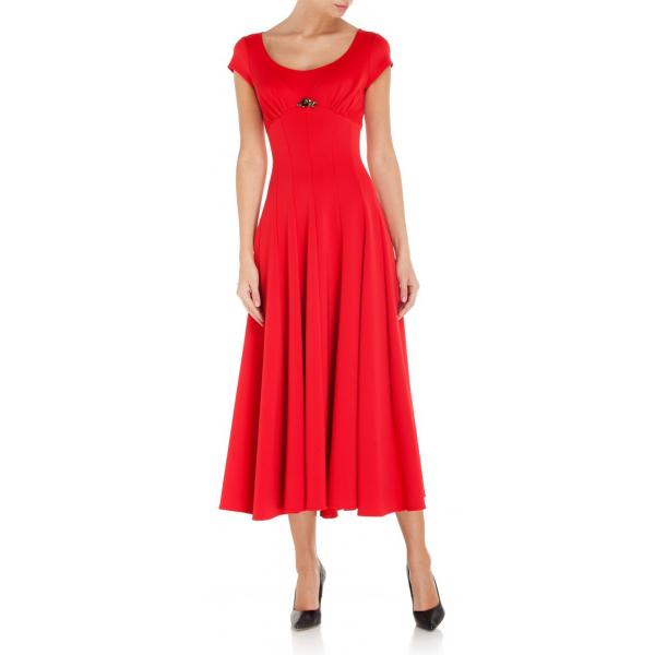 Eva Minge Sukienka z okrągłym dekoltem czerwona