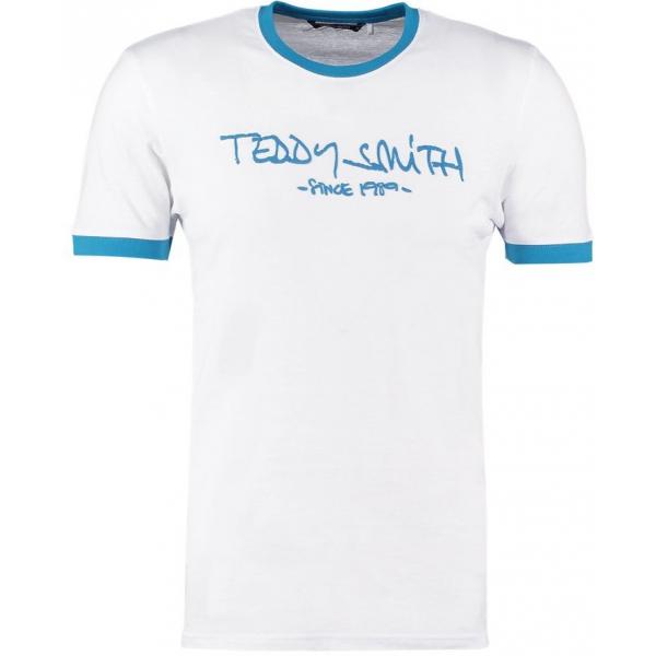 Teddy Smith TICLASS T-shirt z nadrukiem white/turquoise TS122O017-A11