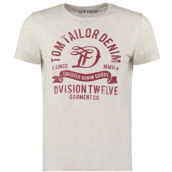 Tom Tailor Denim T-shirt z nadrukiem ecru melange TO722O07Y-A11