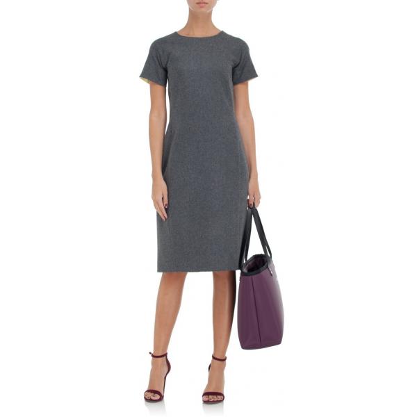 Mario Menezi Minimalistyczna sukienka z krótkim rękawem szara