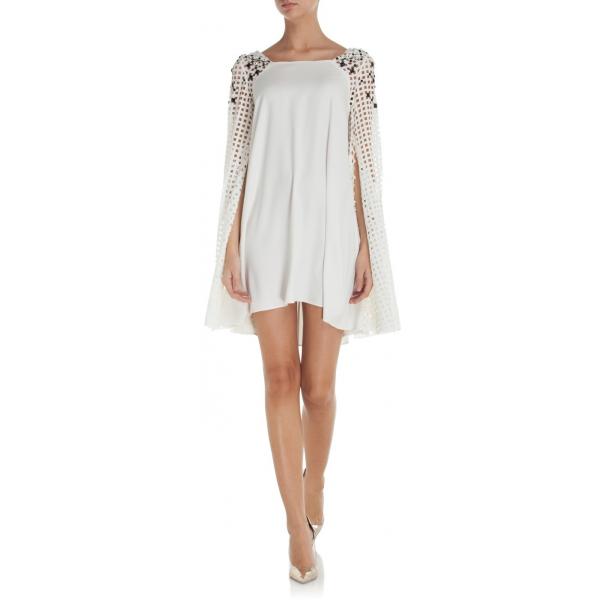 Eva Minge Sukienka mini z szerokimi rękawami biała