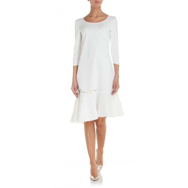 Eva Minge Asymetryczna sukienka rozkloszowana biała