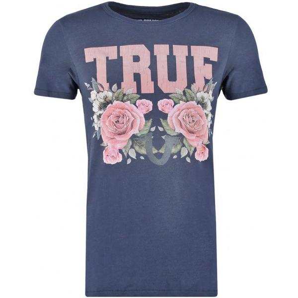 True Religion T-shirt z nadrukiem indigo blue TR122O01R-K11
