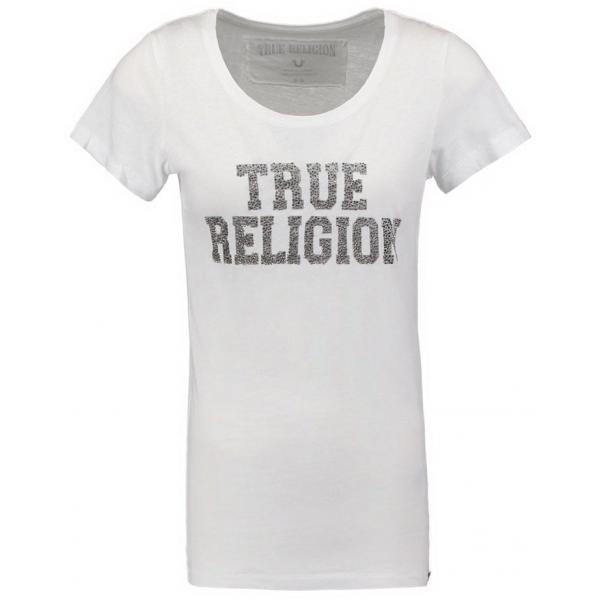 True Religion T-shirt z nadrukiem white TR121D03F-A11