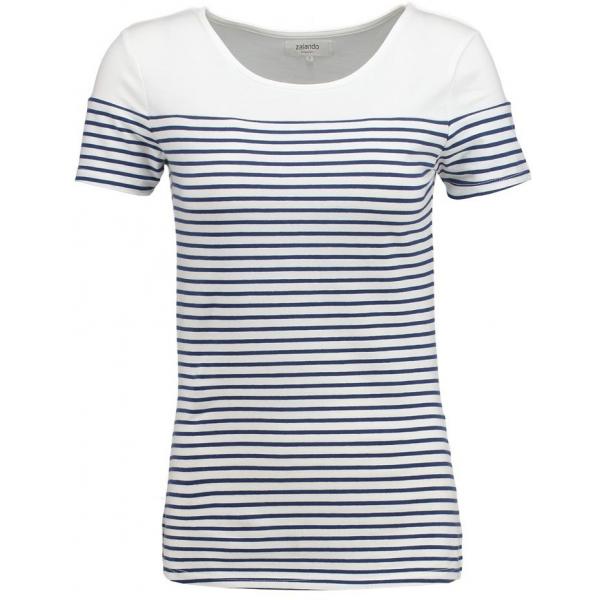 Zalando Essentials T-shirt z nadrukiem off white/dark blue ZA821DA0G-A11