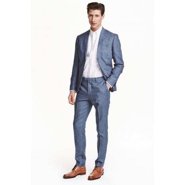 H&M Linen suit trousers 0343091001 Blue marl