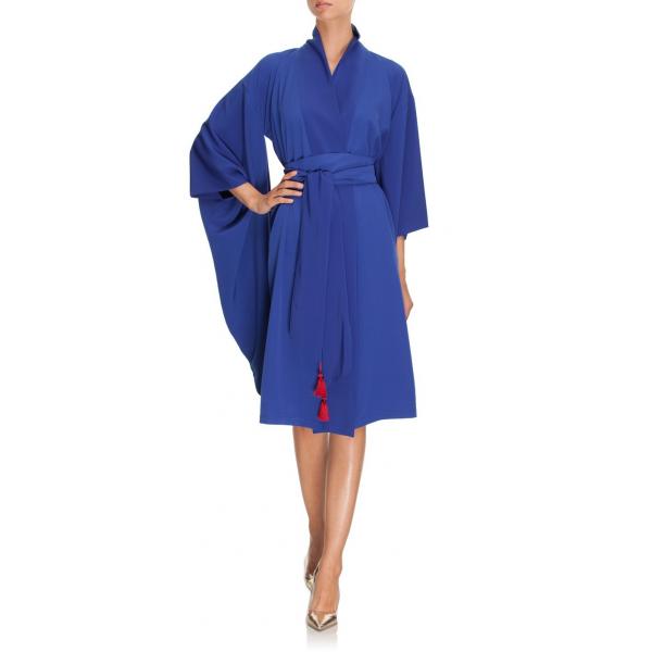 Joanna Hawrot Sukienka typu kimono kobaltowa
