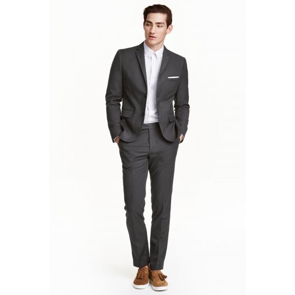 H&M Spodnie garniturowe Slim fit 0391750002 Ciemnoszary