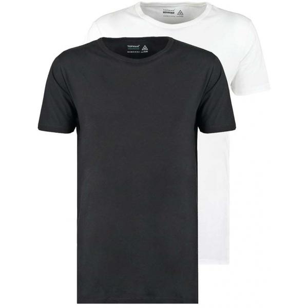 Topman LONGLINE FIT 2 PACK T-shirt basic black/white TP822O0D9-A11