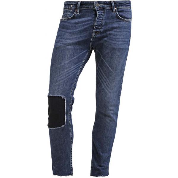 Topman STRETCH SKINNY JEANS MID WASH REPAIR Jeans Skinny Fit blue TP822G03L-K11