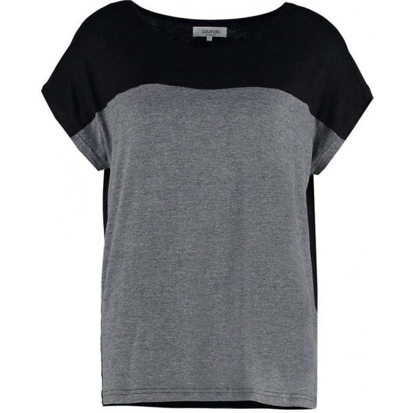 Zalando Essentials T-shirt z nadrukiem black/dark grey melange ZA821DA0Y-Q11