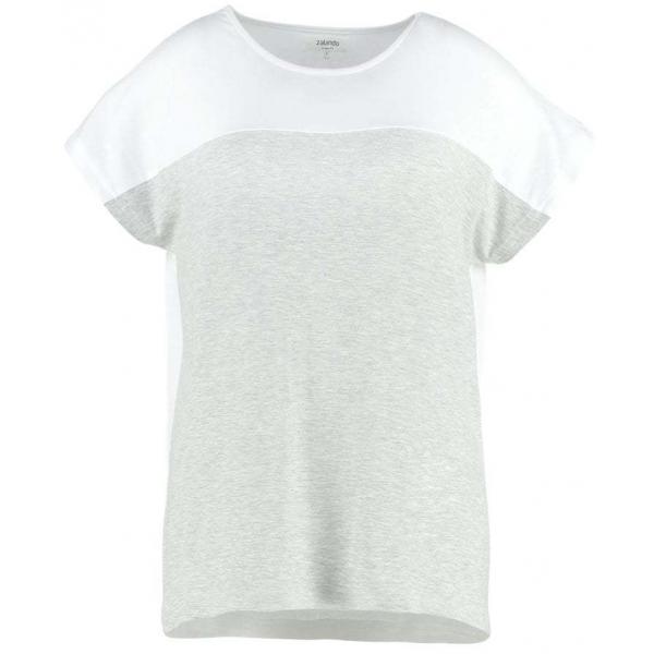 Zalando Essentials T-shirt z nadrukiem white/light grey melange ZA821DA0Y-A11