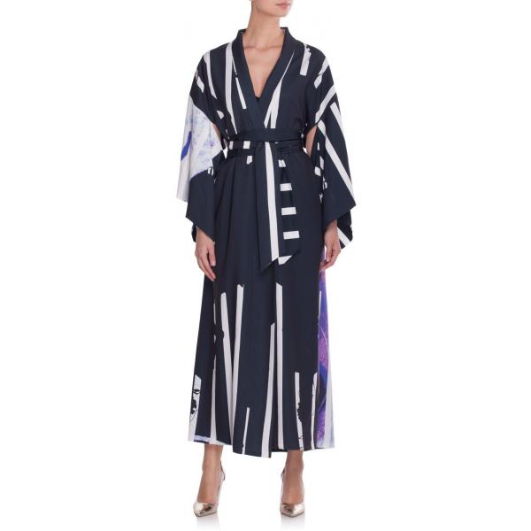 Joanna Hawrot Długie kimono w pasy multikolor