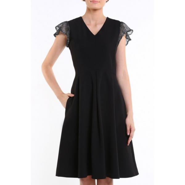 Tiffi Sukienka mini z ozdobnymi rękawkami czarna