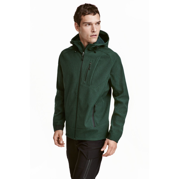 H&M Kurtka typu softshell 0282832005 Ciemnozielony melanż