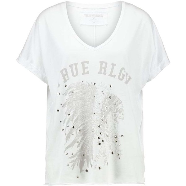 True Religion T-shirt z nadrukiem white TR121D03R-A11