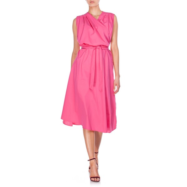 NEW-GEOMETRY BY PLICH Kopertowa sukienka z paskiem różowa