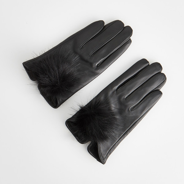 Reserved Skórzane rękawiczki z aplikacją PQ301-99X