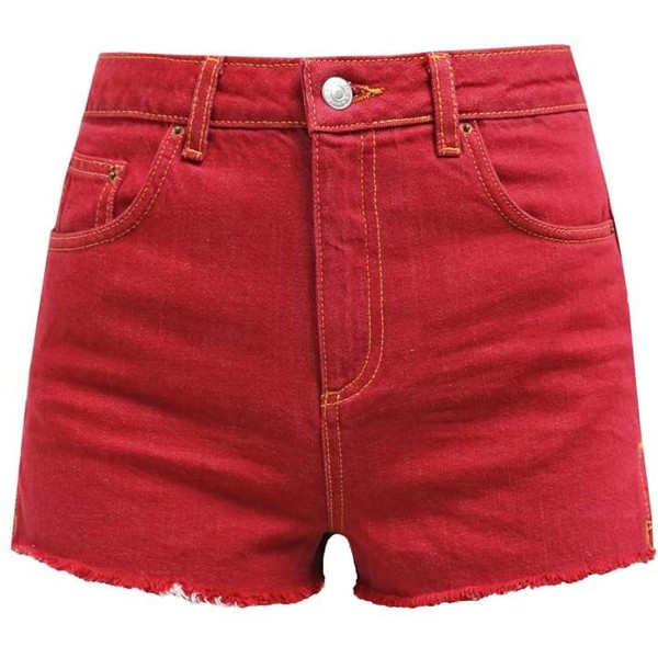 Topshop RAW HEM MOM Szorty jeansowe red TP721S037-G11