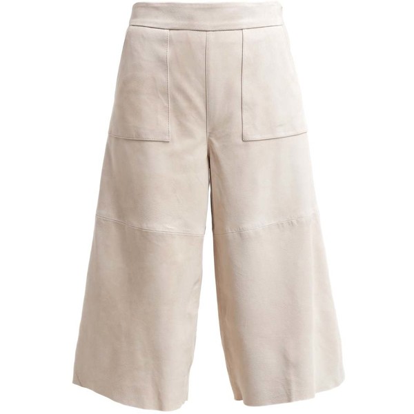 Warehouse Spodnie skórzane cream WA221A02N-A11