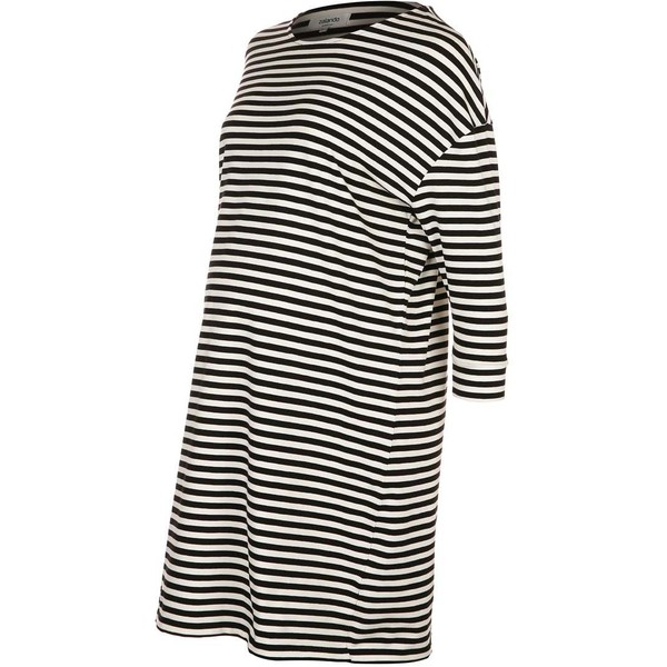 Zalando Essentials Sukienka z dżerseju off white/black ZA829FA01