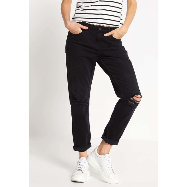 Topshop Petite LUCAS Jeansy Relaxed fit washedblack TP721N02O